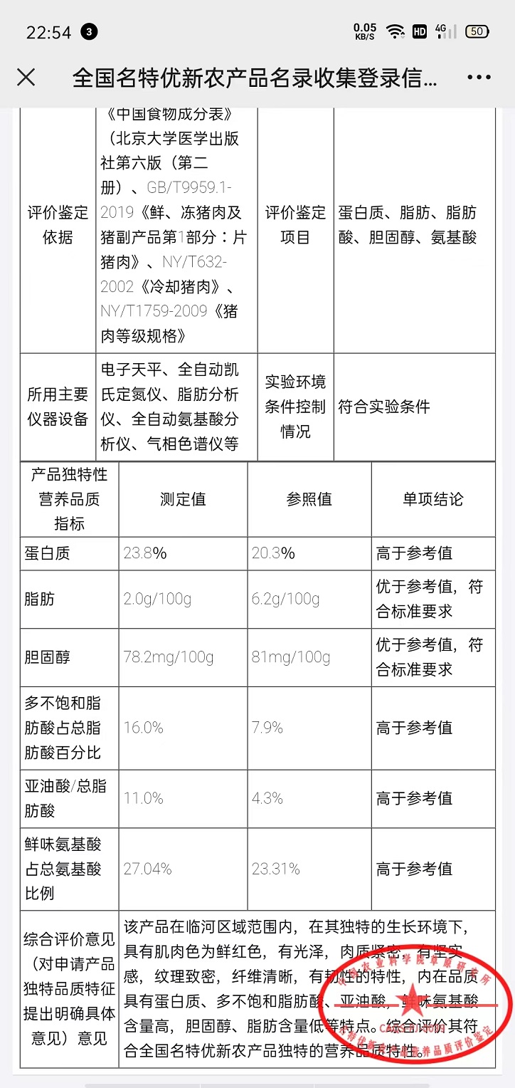 内蒙古巴彦淖尔郝驴驹草猪肉肉质健康检测报告
