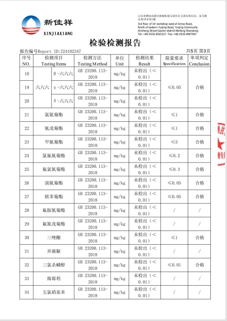 湖北供销誉福园宜昌蜜桔检测报告P5